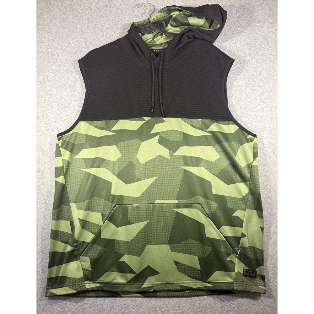 MSX by Michael Strahan Men's XL Green Camo Sleeveless Pullover Hoodie